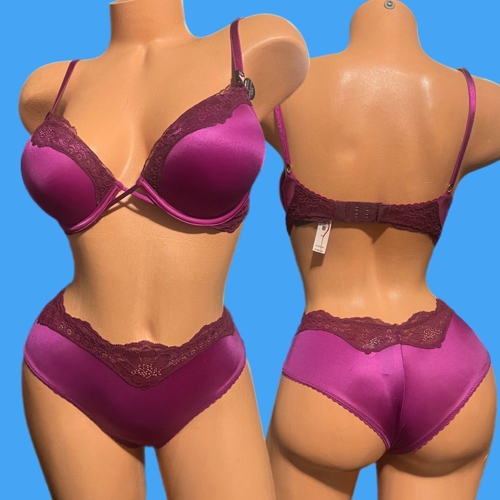 Victorias Secret Set Very Sexy Bombshell Add-2-Cups Push Up bra & Cheeky 32D /Xs